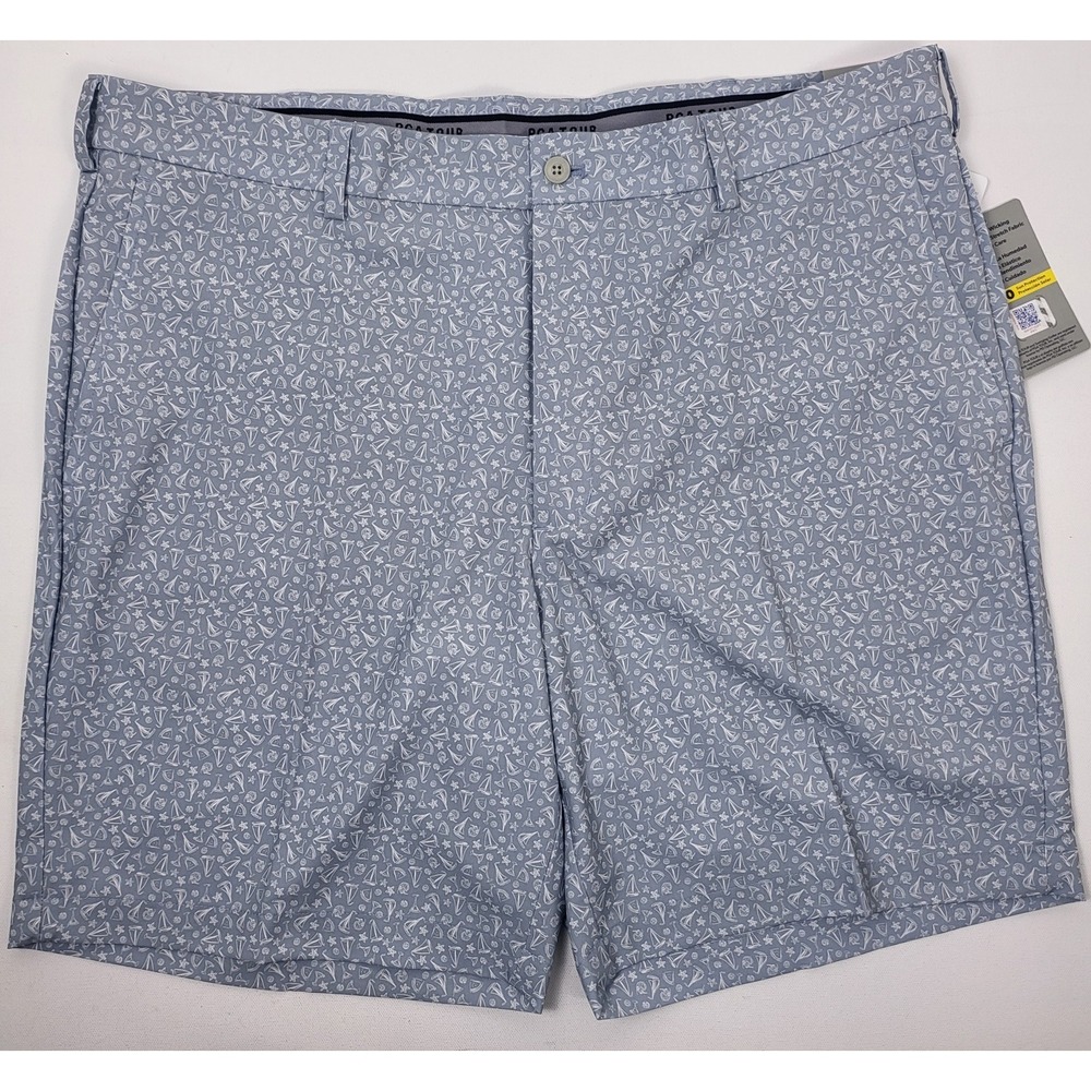 PGA Tour Mens Nautical Sailing Martini Golf Shorts Size 40 Gray 8in UPF 50 New
